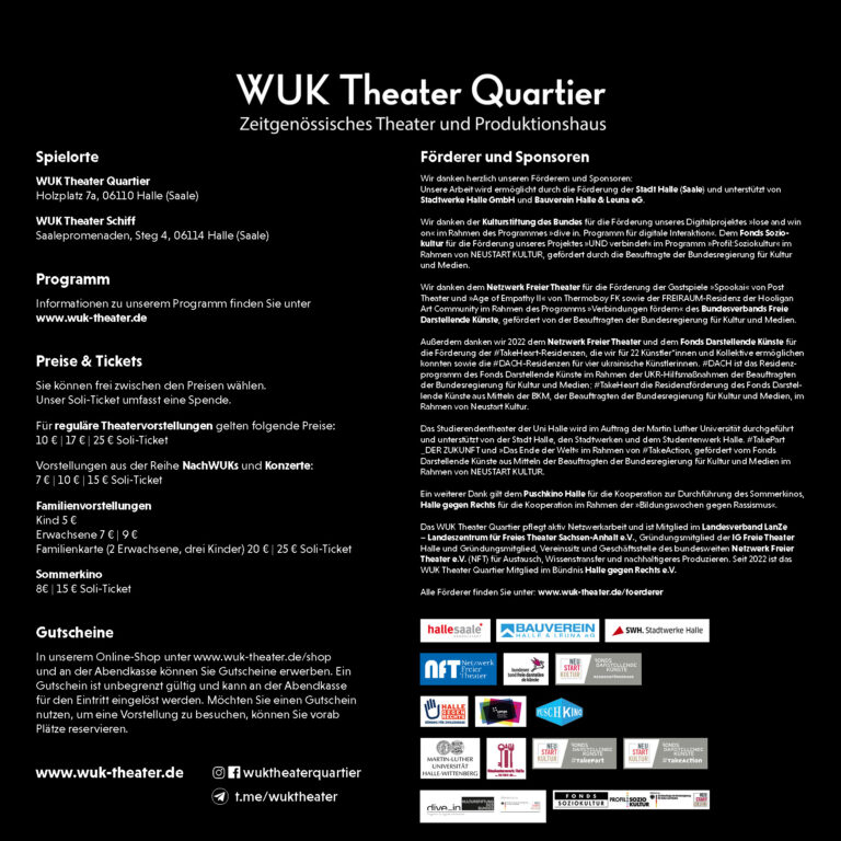Theaterkalender WUK Theater Quartier 202314